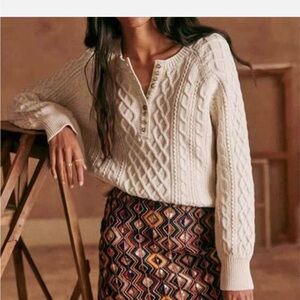 Sezane Cream Cable Knit Sweater